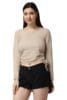 Self Design Regular Fit Polyester Full Sleeves Crop Tops for Women with Crush String