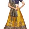 WEAERURSTYLE Women's Indian Traditional stitched Pure Zari Lehenga Choli Along With Dupatta Attach With Unstitch Blouse Piece(HT09 GOLD BLUE)
