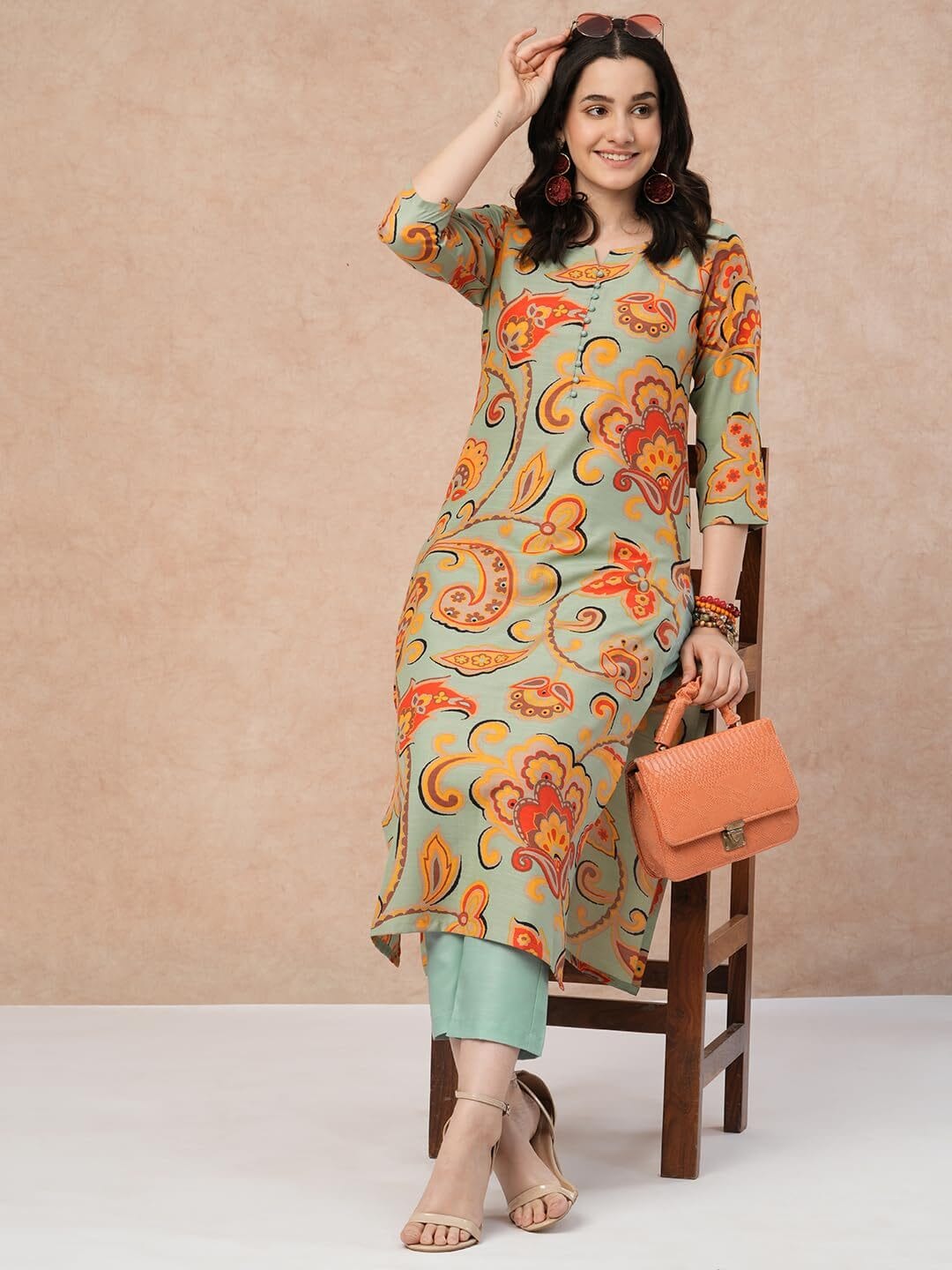 Women's Cotton Blend Casual Kurta with Pant - Image 7