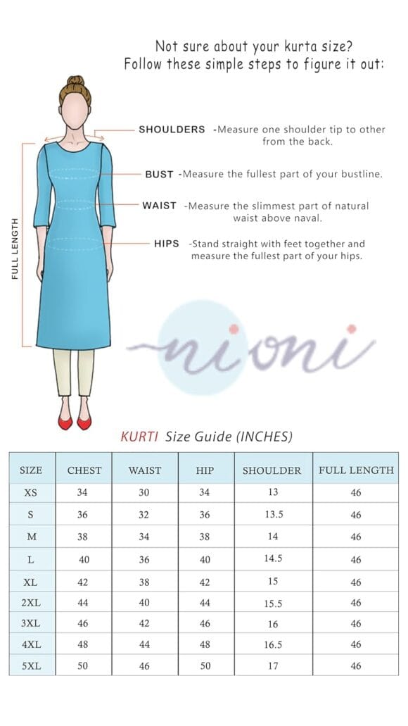 NIONI Women’s Straight Solid Kurti with V-Fold Neck | Rayon Lycra Material | Fashionable Micro Pleates | 3/4th Sleeve Kurta for Woman & Girls