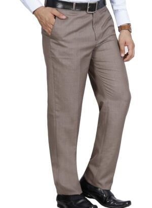 McHenry Men's Solid Formal Regular Fit Wrinkle Free PolyViscose Trousers