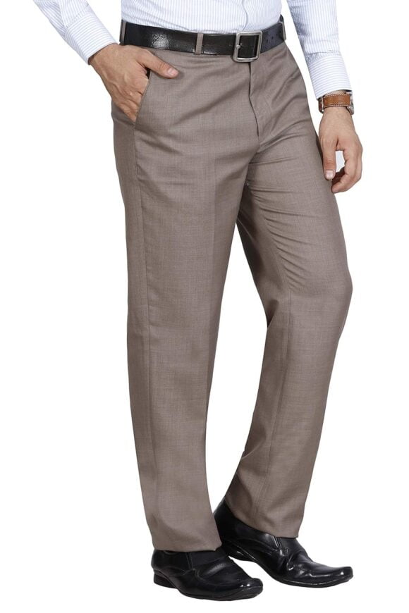 McHenry Men's Solid Formal Regular Fit Wrinkle Free PolyViscose Trousers