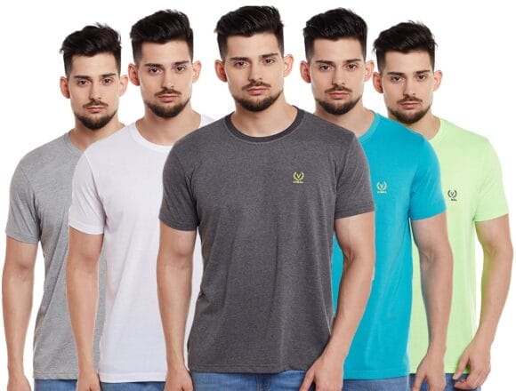 VIMAL JONNEY Men's Slim Fit T Shirt (Pack of 5)