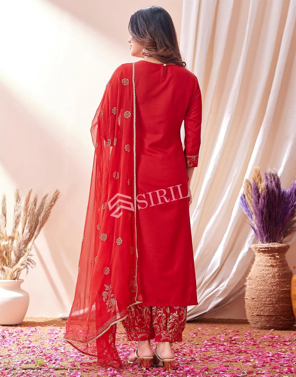 SIRIL Women's Cotton Blend Embroidery Kurta Pant with Dupatta Set - Image 2