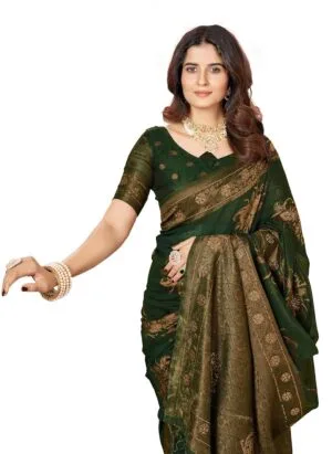 Mehrang Cotton Banarasi Silk Saree for Women With Unstitched Blouse Piece