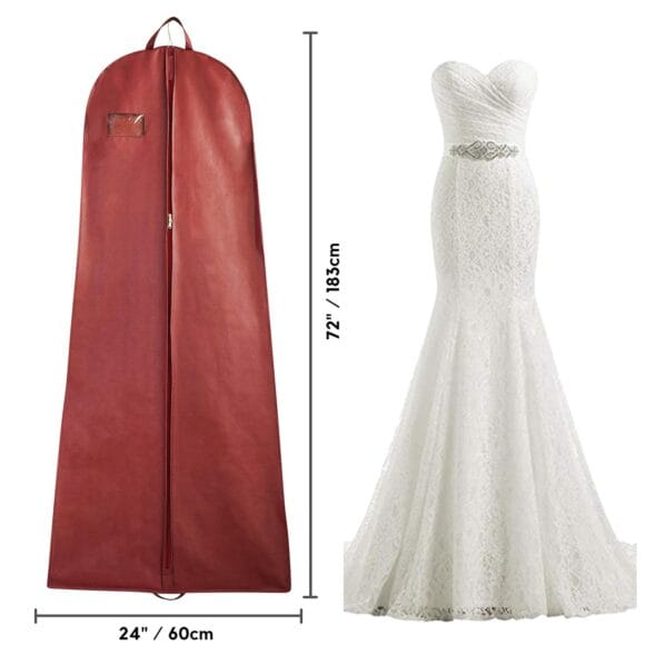 Trade 72" Wedding Lehenga Storage Bags Long Gown Garment Storage Hanging Clothes Cover Travel Garment Storage Bag for Gown Long Dress Bridal Zipped Non Woven Fabric - Pack of 3 (Maroon) - Image 4