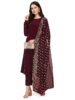Standard Generic FIORRA Women's Maroon Poly Crepe A-Line Kurta Set With Dupatta