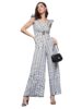 Standard Generic Miss Chase Women's Striped V-Neck Frill Viscose Rayon Wrap Relaxed Fit Regular Jumpsuit