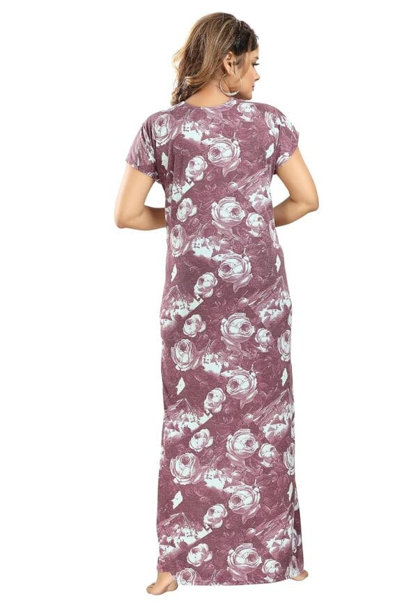 Hosiery Cotton Nighty/Night Dress/Gown in Maternity Wear Printed Maxi - Image 3