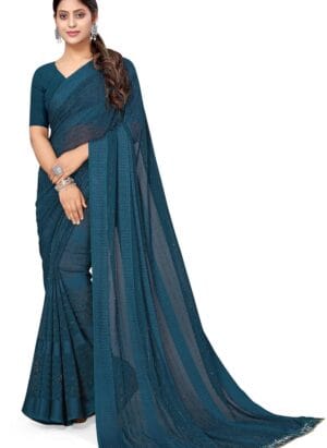 MIRCHI FASHION Women's Georgette Solid Saree with Blouse Piece
