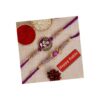 of 2 Purple Floral & Pearl Designer Rakhis with Roli Chawal Pack and Happy Rakhi Wooden Cutout - Rakhi for Brother, Bhaiya, Bhai
