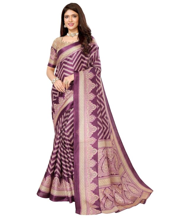 Yashika Womens Woven Printed Art Silk Saree with Unstitched Blouse Material