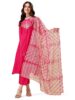 Standard Generic EthnicJunction Women's Chinon Embroidered Straight Front Slit Kurta Palazzo & Organza Dupatta Set