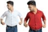 ALMORA Men’s Combo Regular Fit Solid Soft Lycra Full Sleeve Stretchable Spread Shirt (Pack of 2)