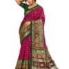 SIRIL Women's Foil Printed Patola Zari Work Dola Silk Saree With Unstitched Blouse Piece