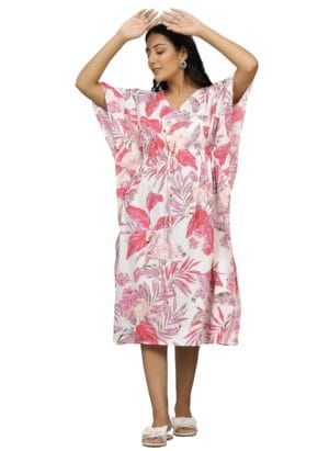 Ravaiyaa - Attitude is everything Women Cotton Printed Kaftan | Printed Beachwear Summer Kaftan Dress | Shoulder Strap Designer Kaftan Kurti | Kimono Sleeves Kaftan | Latest Stylish Casual Kaftan for Women