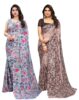 Standard Generic SIRIL Women's Printed Georgette Saree With Blouse Piece Combo Pack of 2