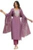 Cotton Blend Straight Printed Kurta with Pant & Dupatta (DOREMI-Wine-GS_M_Wine_Medium)