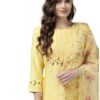 INDO ERA Women's Viscose Rayon Embroidered Straight Kurta with Pant & Dupatta Set