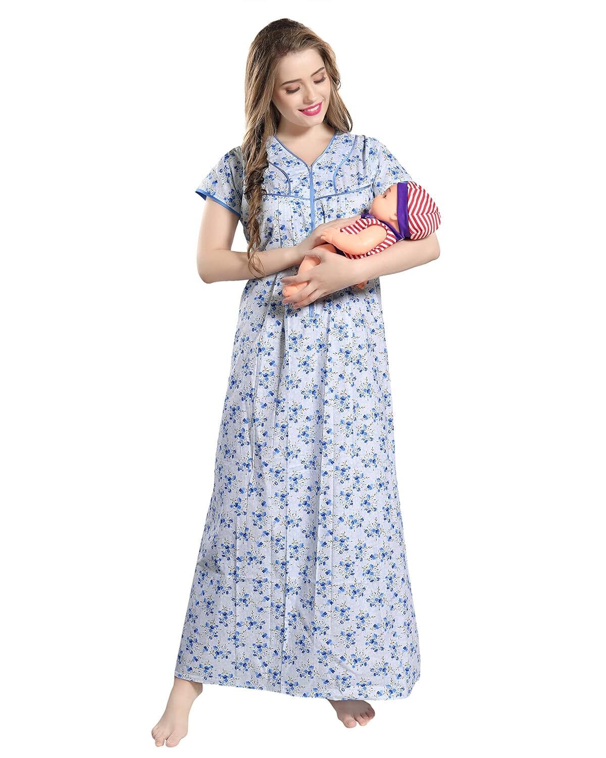 AV2 Women's Cotton Floral Maxi Nighty