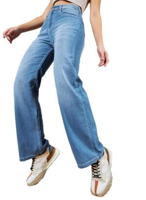 Miss Chase Women's Wide Leg High/Mid Rise Regular Length Jeans (Plus
