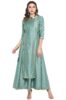 Standard Generic Janasya Women's Green Silk Blend Foil Printed Flared Ethinc Dress