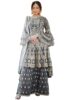 Standard Generic Miss Ethnik Women's Beige Net Semi Stitched Top With Stitched Net Bottom and Net Dupatta Embroidered Flared Top Dress Material (Kurta Palazzo Set) (D-1027)_Free Size
