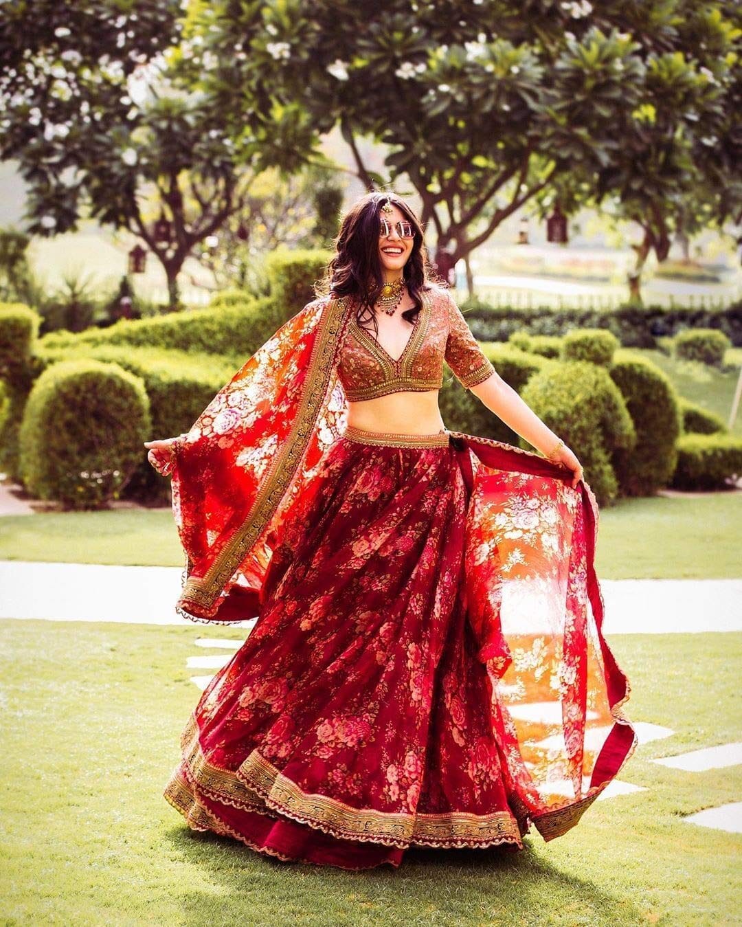 Women's Organza Semi-stitched Lehenga Choli (7064_Maroon_Free Size) - Image 4