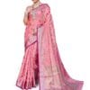 SWORNOF Women's cotton leaves Saree With Unstitched Boluse Piece