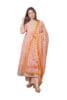 Women's Orange Cotton Printed Anarkali Kurta With Palazzo & Dupatta Set With Handwork