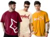 Standard Generic LEOTUDE Men Half Sleeve Oversized Tshirt, Round Neck Longline Drop Shoulder | Colorful Printed Combo Regular Fit T-Shirt (Pack of 3)