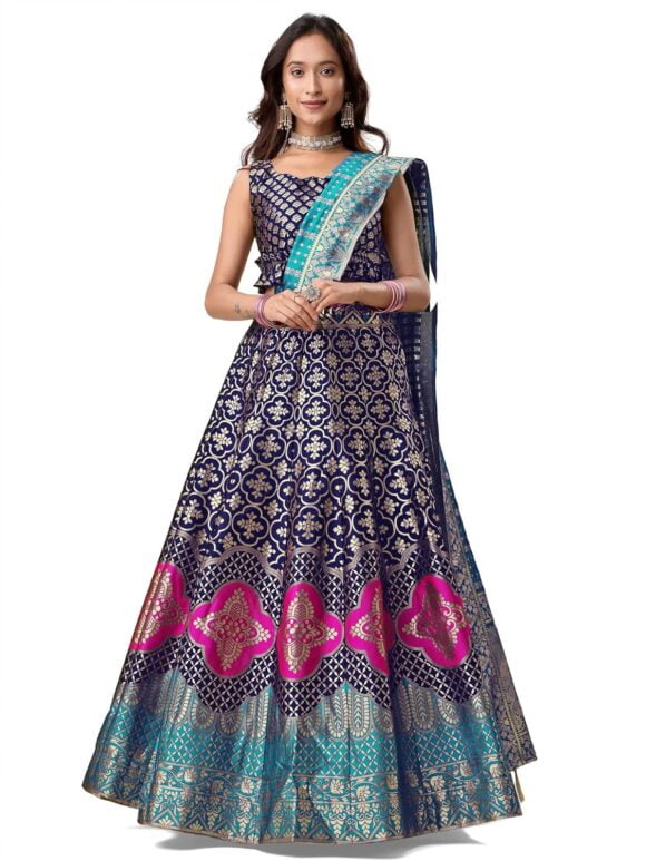 Jacquard Semi-Stitched Lehenga choli(Gazal)