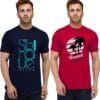 London Hills Men's Half Sleeve 100% Pure Cotton Casual Round Neck Printed Regular Fit Tshirts (Pack of 2)