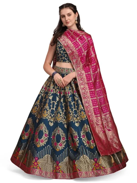 Jacquard Semi-Stitched Lehenga choli