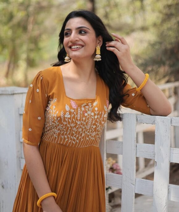 Georgette Anarkali Gown with Sequins and Embroidery for Women with Long Sleeves - Image 6