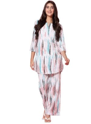 TOPLOT Co-ord Kurta Set for Women Printed Straight Kurta with Plazzo