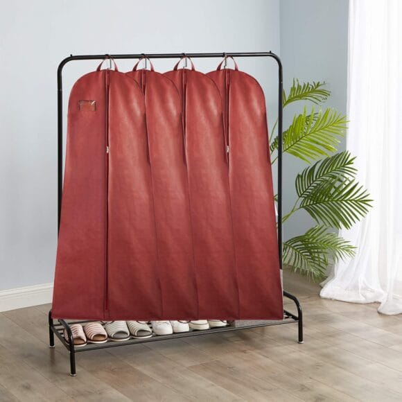 Trade 72" Wedding Lehenga Storage Bags Long Gown Garment Storage Hanging Clothes Cover Travel Garment Storage Bag for Gown Long Dress Bridal Zipped Non Woven Fabric - Pack of 3 (Maroon) - Image 2