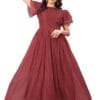 3Buddy Fashion Women Anarkali Maxi Long Net Gown with Silk Inner Ethnic Flared Semi Stitched Gown