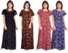 Standard Generic NEGLIGEE Nighty for Women Cotton Printed Maxi Gown Ankle Length Nighty Night Dress Gown for Women Maxi - Free Size (Pack of 4)