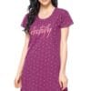 ZEYO Women's Cotton Night Dress Flash Printed Knee Length Night Gown 5314