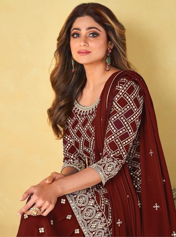 Georgette Embroidered Sequance Work kurta,sharara and Dupatta set