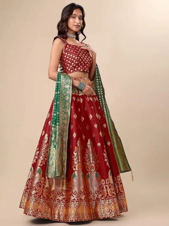 Jacquard Semi-Stitched Lehenga choli(Indra) - Image 4