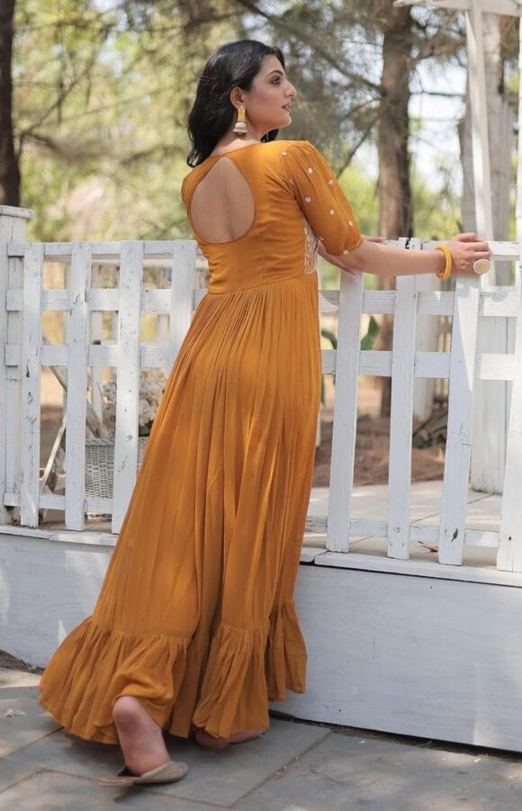 Georgette Anarkali Gown with Sequins and Embroidery for Women with Long Sleeves - Image 2