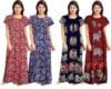 for Women Cotton Printed Maxi Gown Ankle Length Nighty Night Dress Gown for Women Maxi - Free Size (Pack of 4)