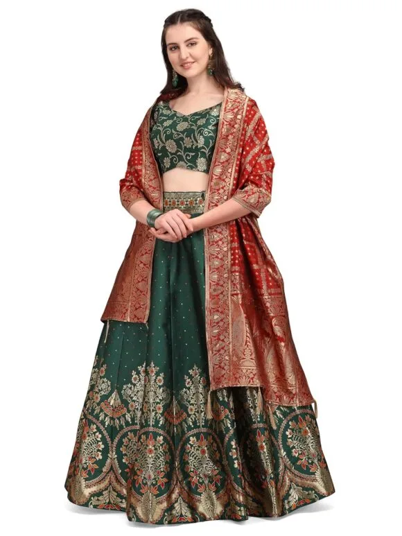 Jacquard Semi-Stitched Lehenga choli