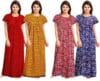 NEGLIGEE Nighty for Women Cotton Printed Maxi Gown Ankle Length Nighty Night Dress Gown for Women Maxi - Free Size (Pack of 4)