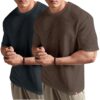 SHODOX Mens Solid Dotted Unique Design Oversized Tshirt for Men - Round Neck Loose Fit Drop Shoulder Mens T-Shirt(Pack of 2)
