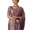AKHILAM Women's Georgette Banarasi Silk Saree with Unstitched Blouse Piece