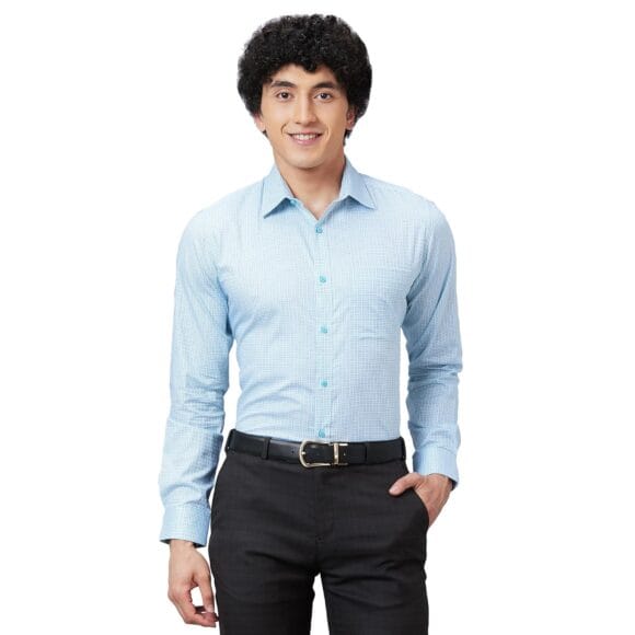 Pure Cotton Structure Pattern Slim Fit Semi Cutaway Collar Full Sleeve Formal Shirt
