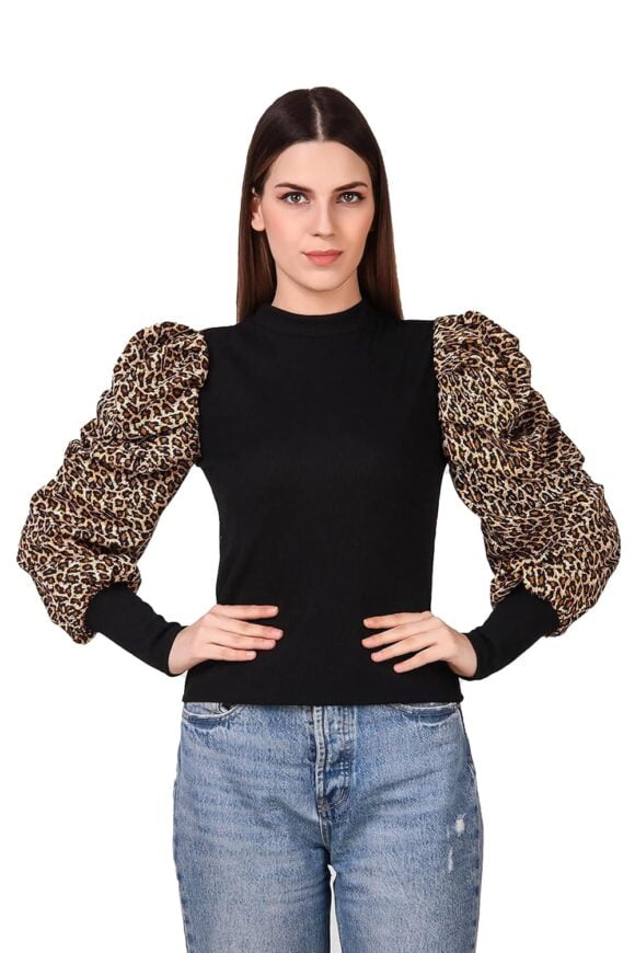 Women's Designer Western Tiger Print Regular Fit Top | Cotton Lycra | (ND-37_P)